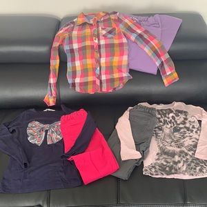 Girls H&M jeggings and l/s tops complete sets size 6 7 8